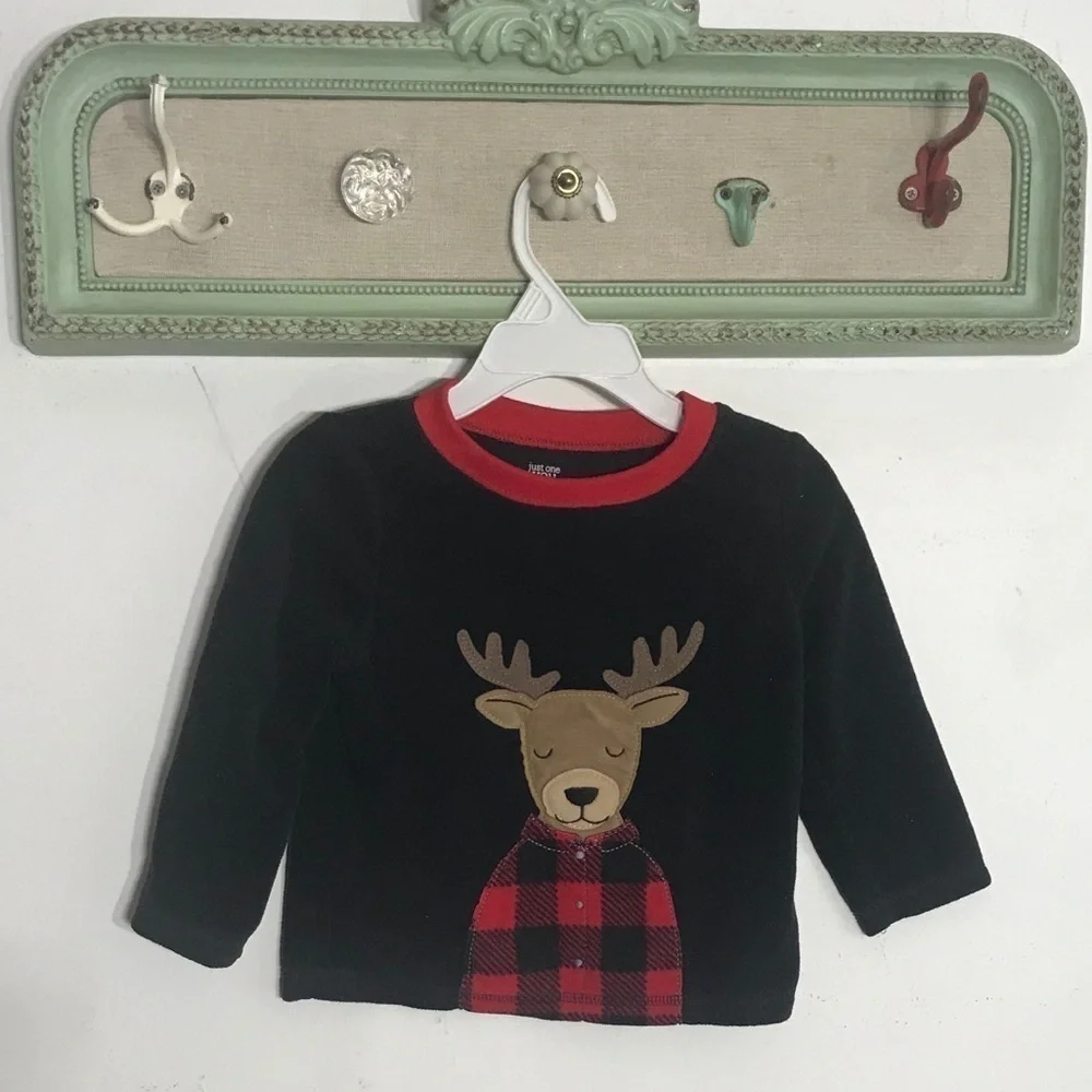 Carter’s Fleece Reindeer Top Long Sleeve 18 Month pullover unisex